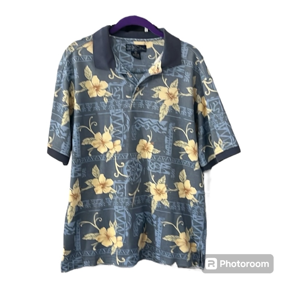 Keeler Bay Men's Short Sleeve Polo Hawaiian Shirt Size Medium